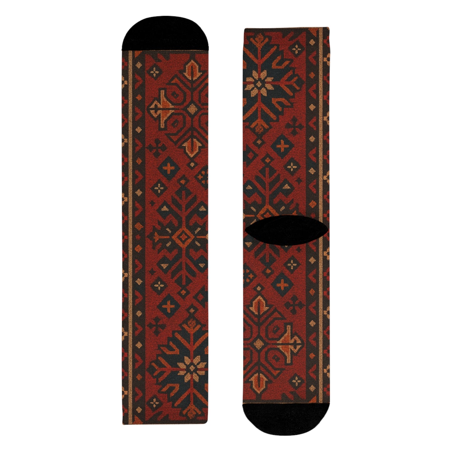 Cozy Holiday Pattern Crew Socks - Festive Sublimation Design