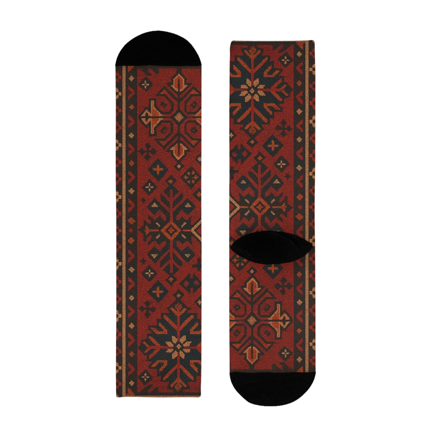 Cozy Holiday Pattern Crew Socks - Festive Sublimation Design
