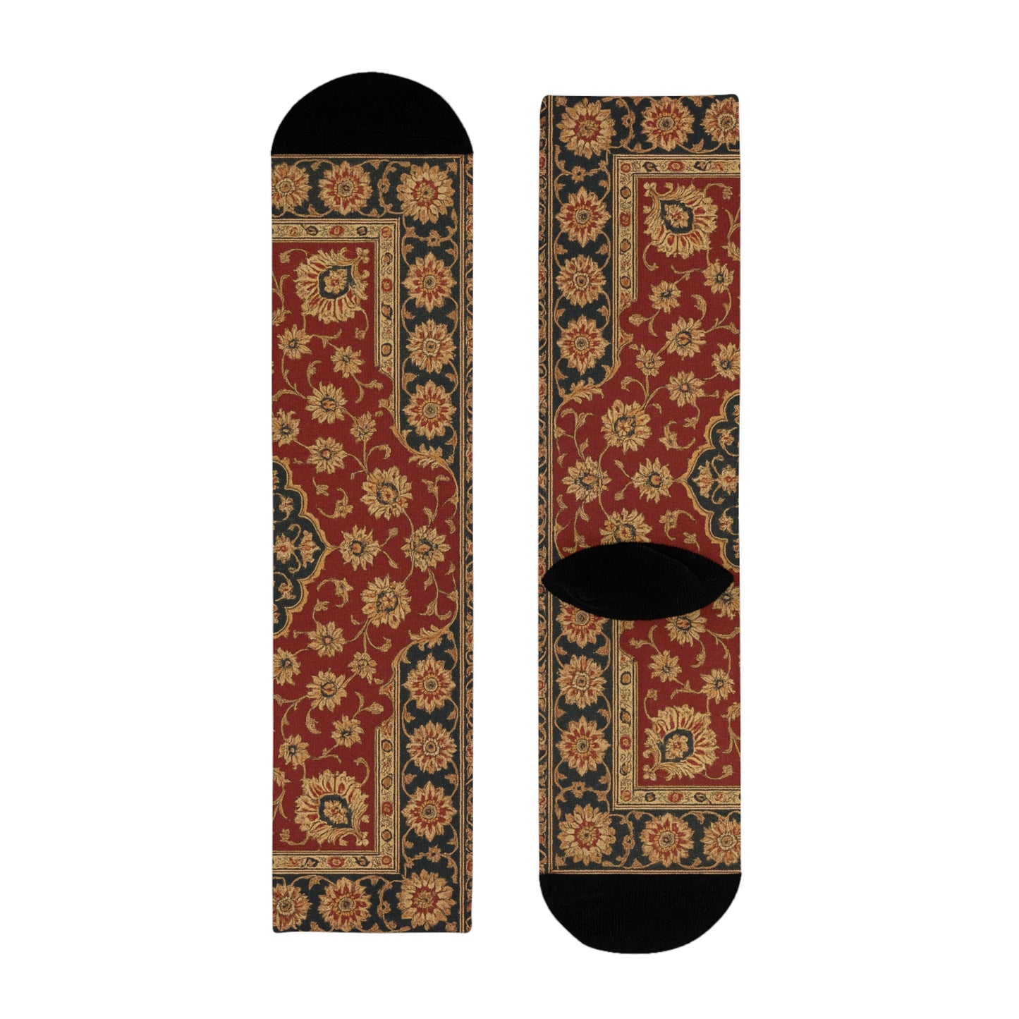 Vintage Floral Sublimation Crew Socks - Boho Style for Home and Everyday Wear