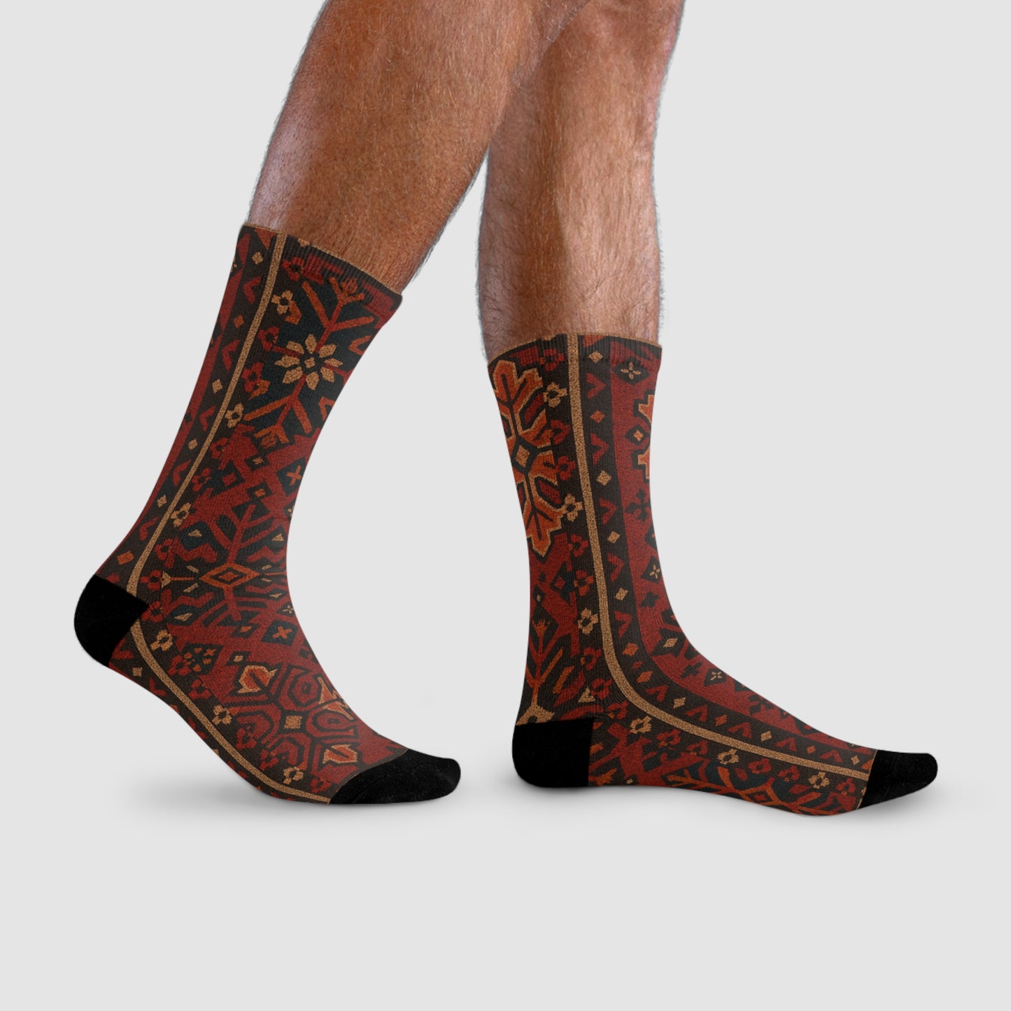 Cozy Holiday Pattern Crew Socks - Festive Sublimation Design