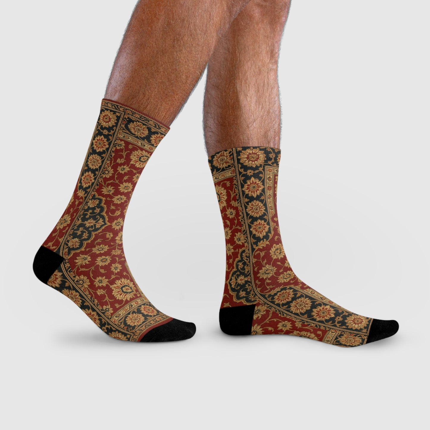 Vintage Floral Sublimation Crew Socks - Boho Style for Home and Everyday Wear