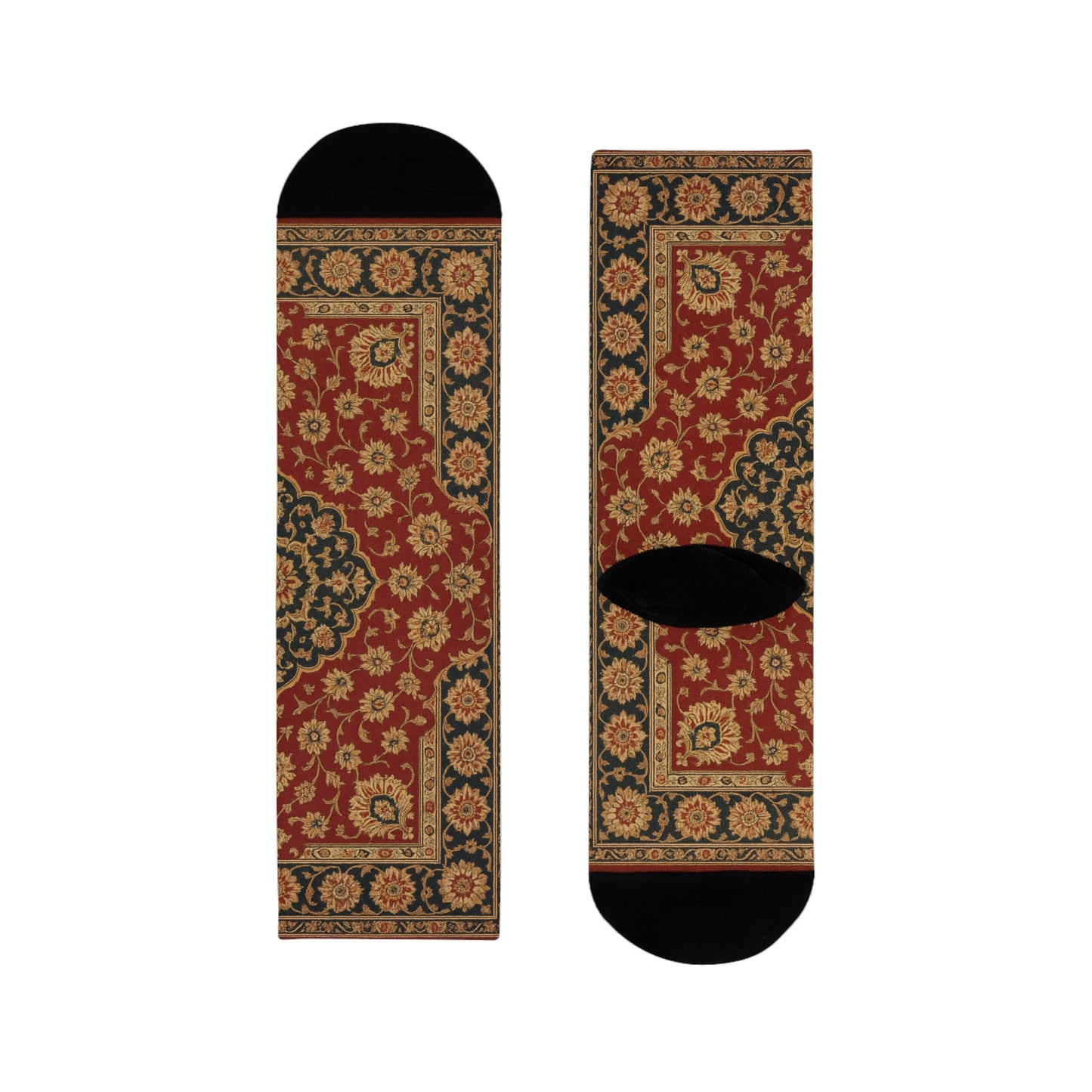 Vintage Floral Sublimation Crew Socks - Boho Style for Home and Everyday Wear