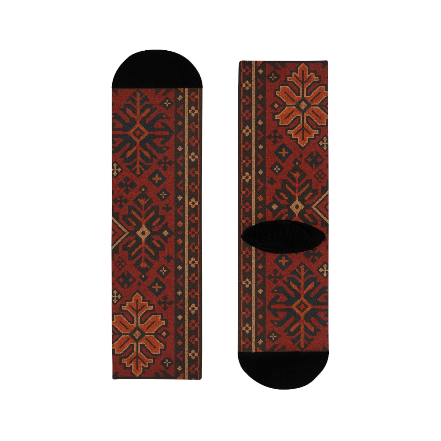 Cozy Holiday Pattern Crew Socks - Festive Sublimation Design