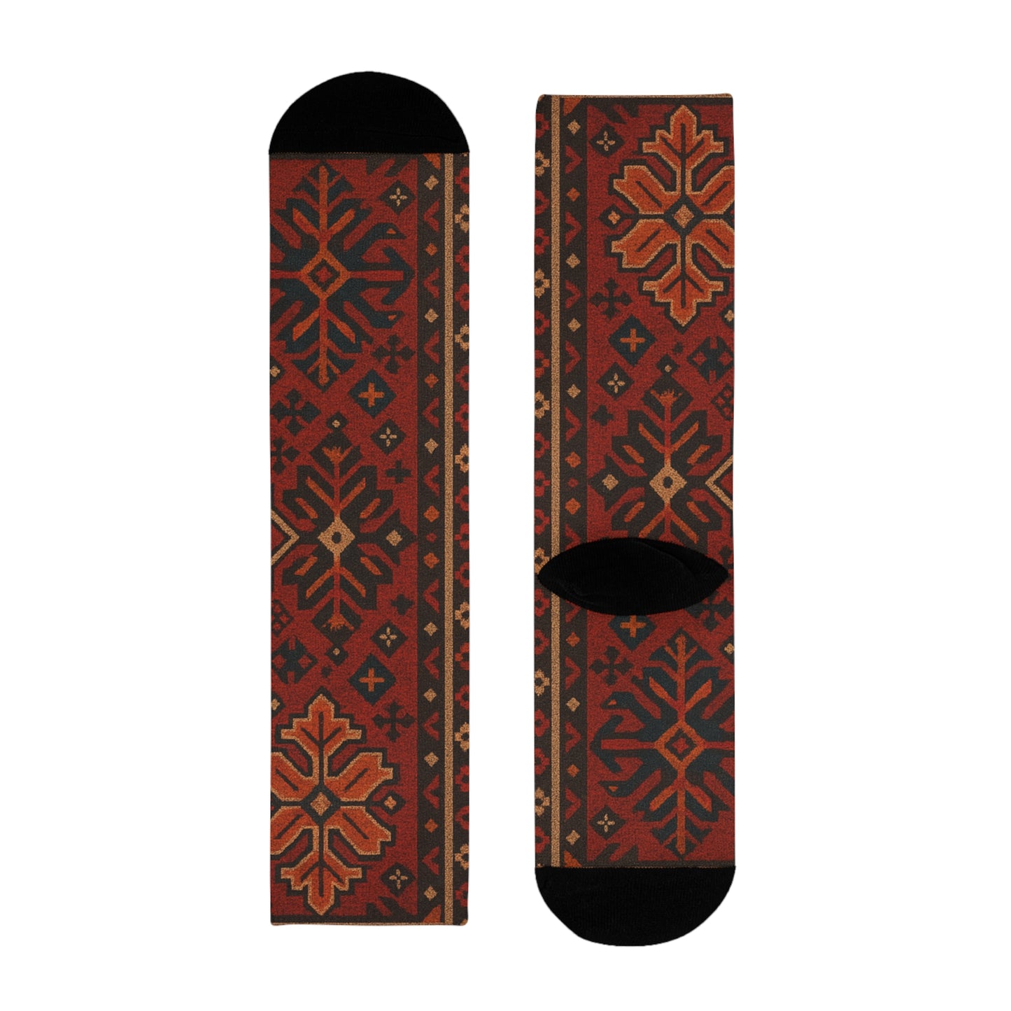 Cozy Holiday Pattern Crew Socks - Festive Sublimation Design