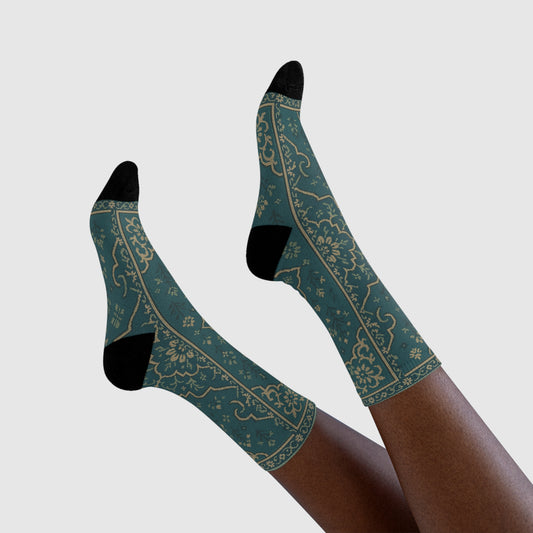 Elegant Floral Pattern Crew Socks - Comfortable & Stylish Footwear