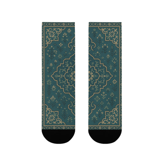 Elegant Floral Pattern Crew Socks - Comfortable & Stylish Footwear