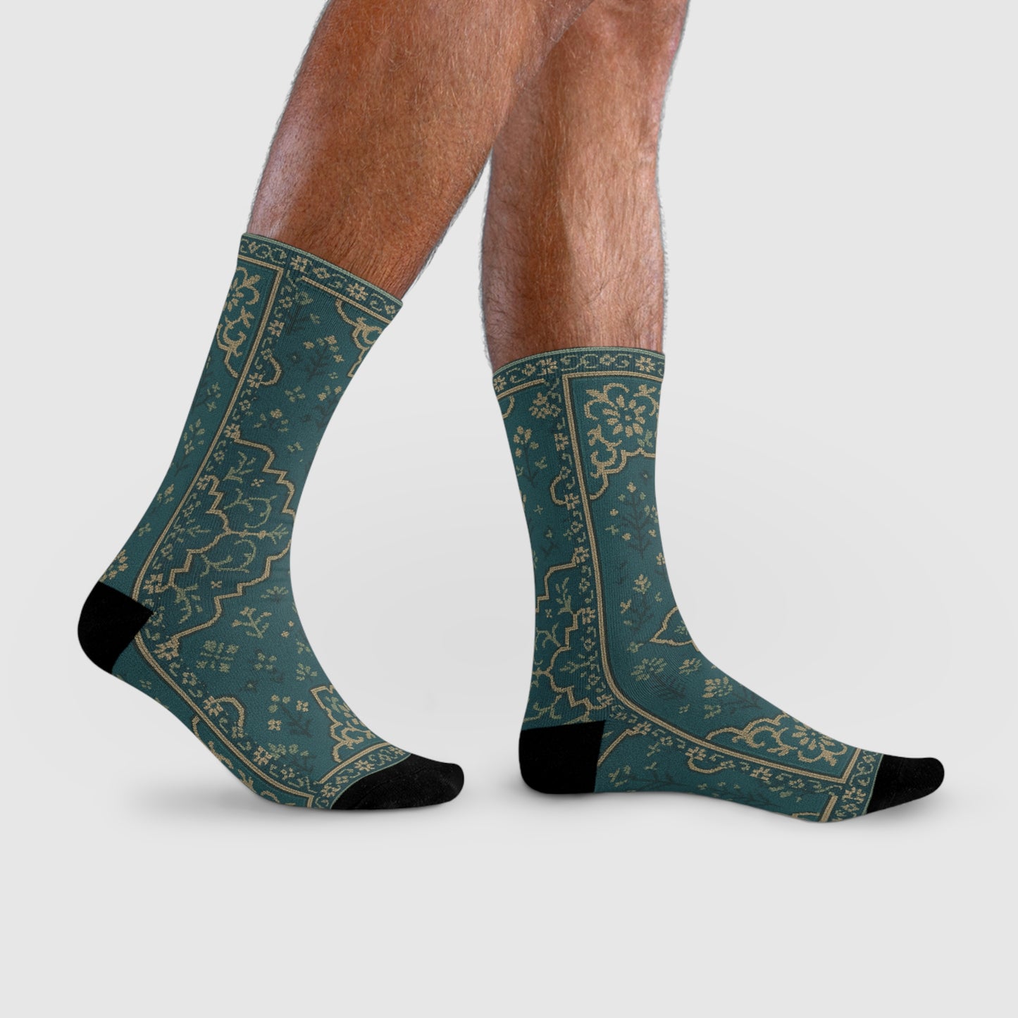Elegant Floral Pattern Crew Socks - Comfortable & Stylish Footwear