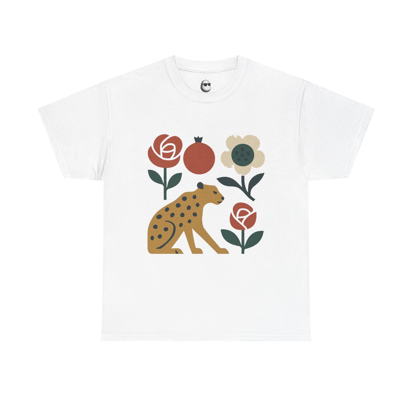 Persian Wild Beauty Tee – Cheetah, Flowers & Pomegranate