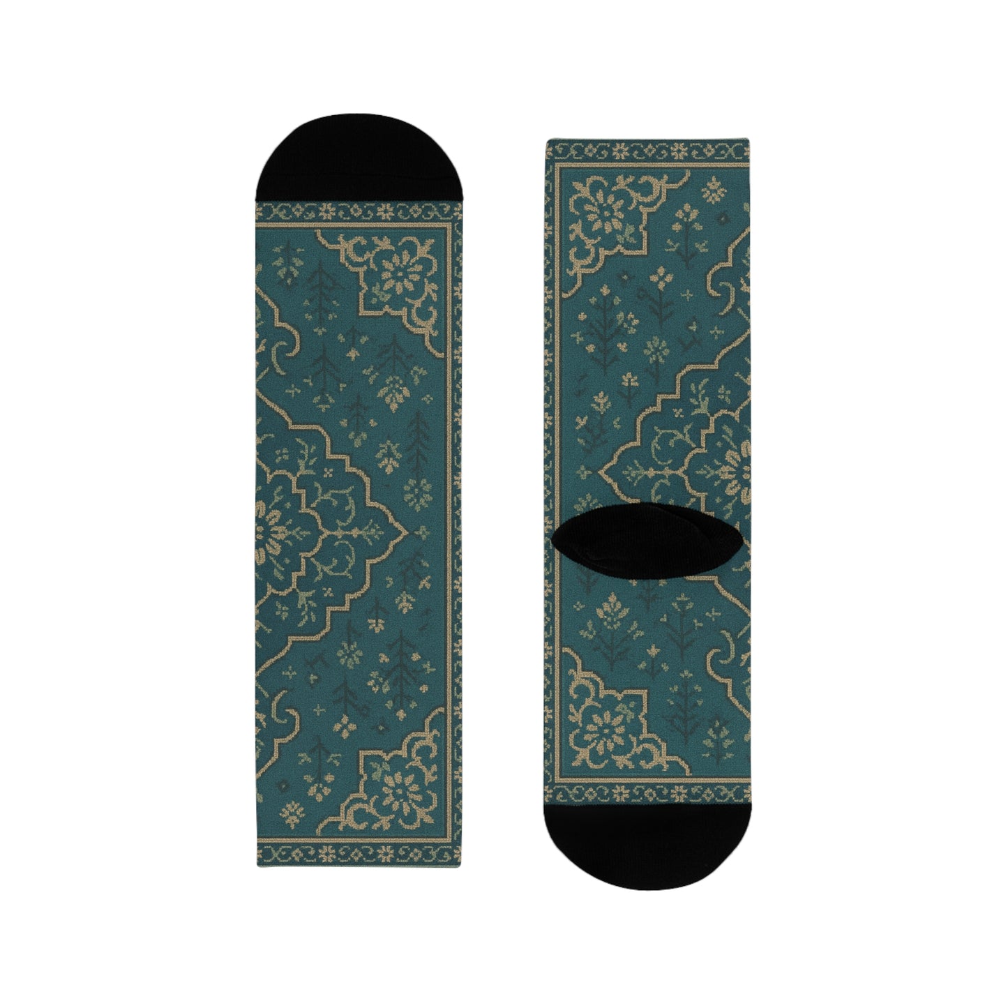 Elegant Floral Pattern Crew Socks - Comfortable & Stylish Footwear