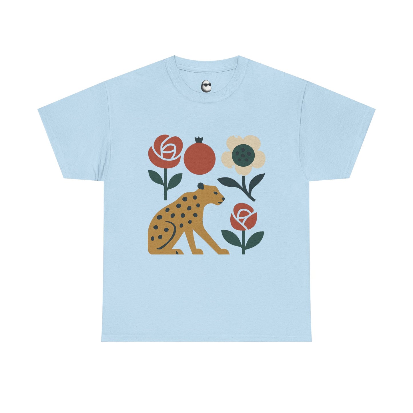 Persian Wild Beauty Tee – Cheetah, Flowers & Pomegranate