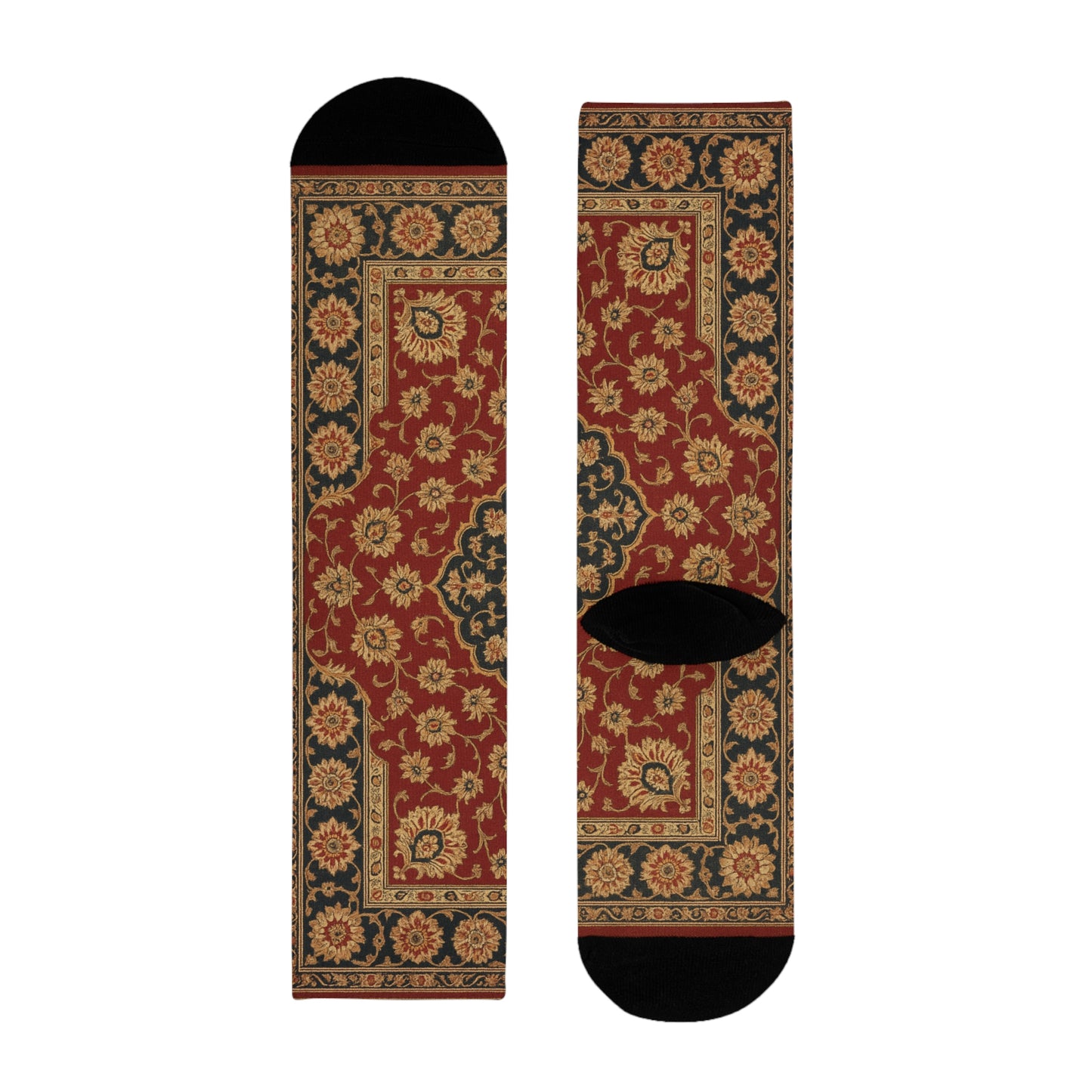 Vintage Floral Sublimation Crew Socks - Boho Style for Home and Everyday Wear