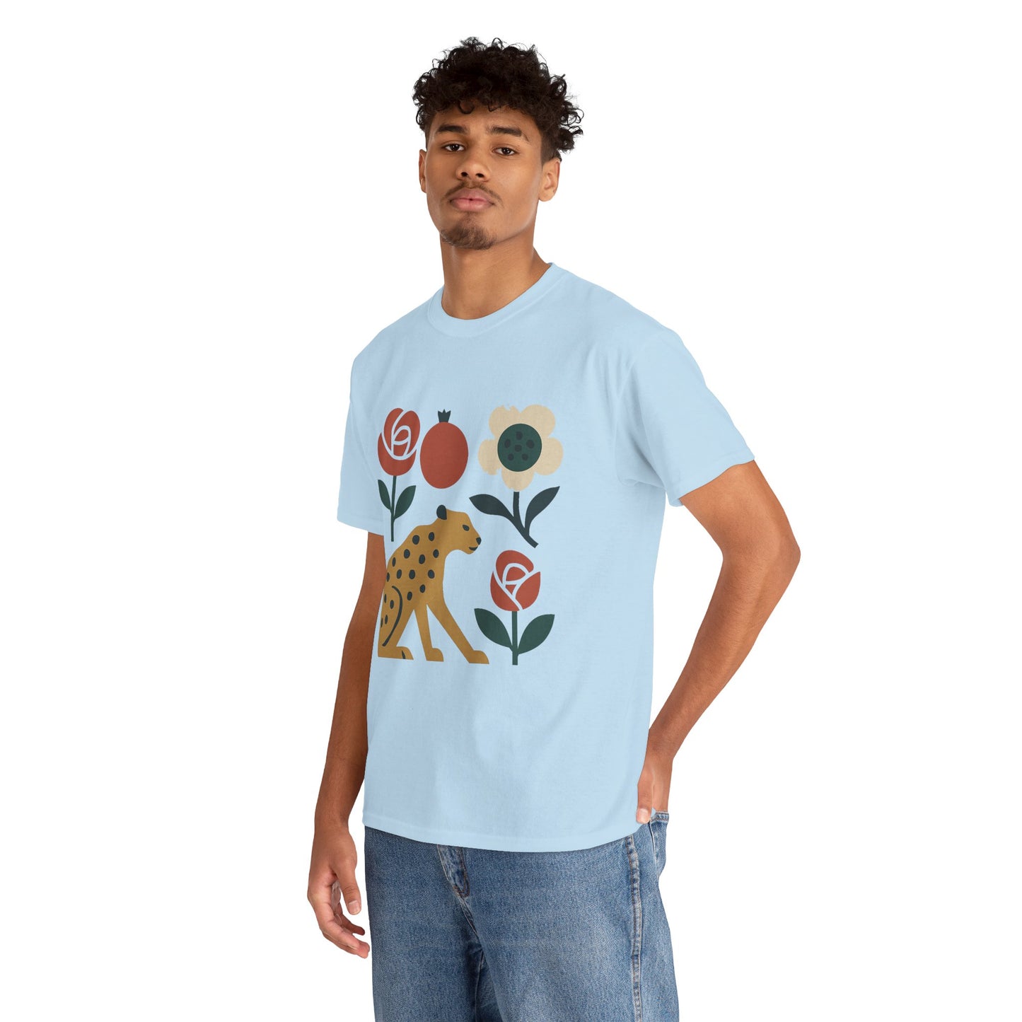 Persian Wild Beauty Tee – Cheetah, Flowers & Pomegranate