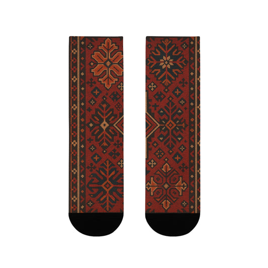 Cozy Holiday Pattern Crew Socks - Festive Sublimation Design