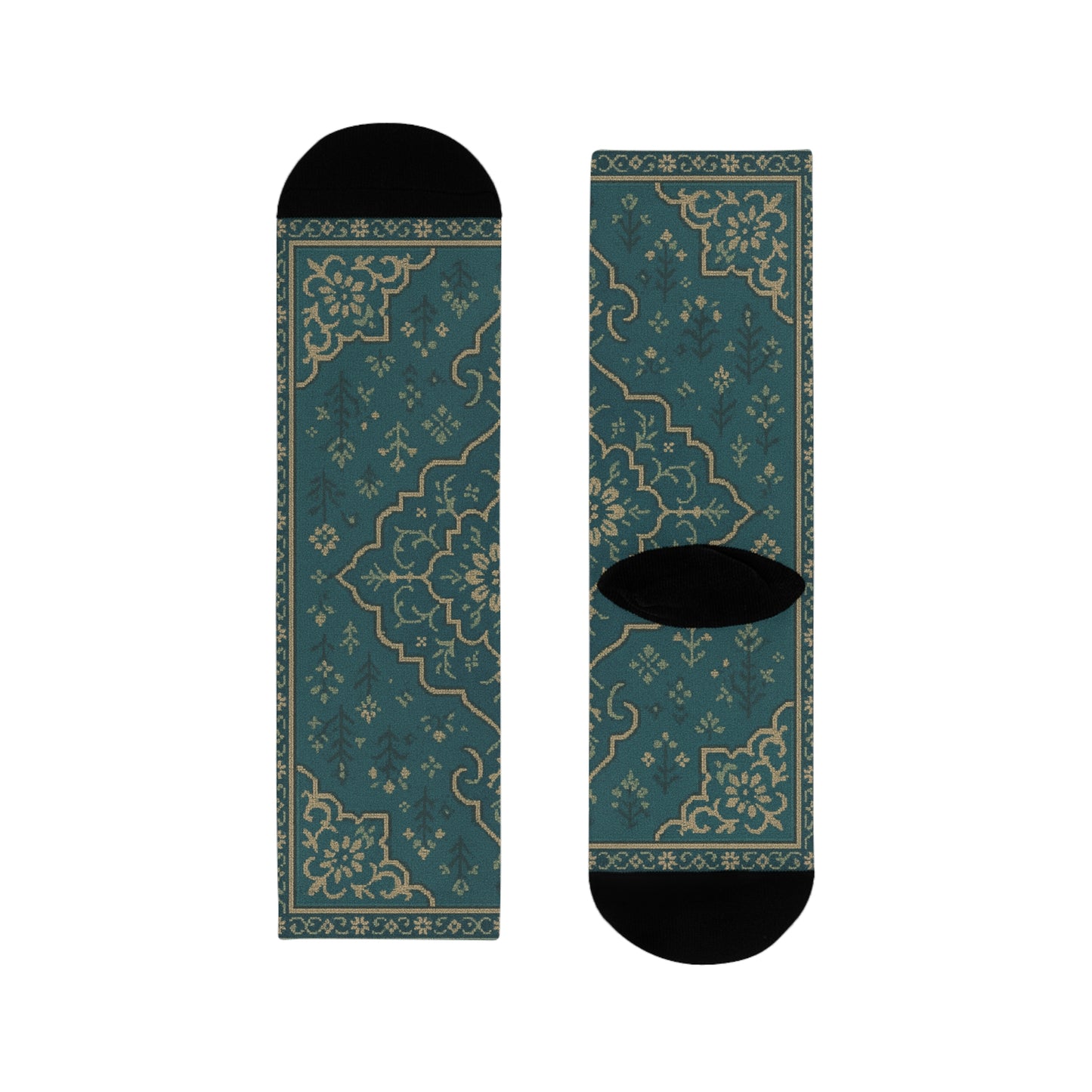 Elegant Floral Pattern Crew Socks - Comfortable & Stylish Footwear