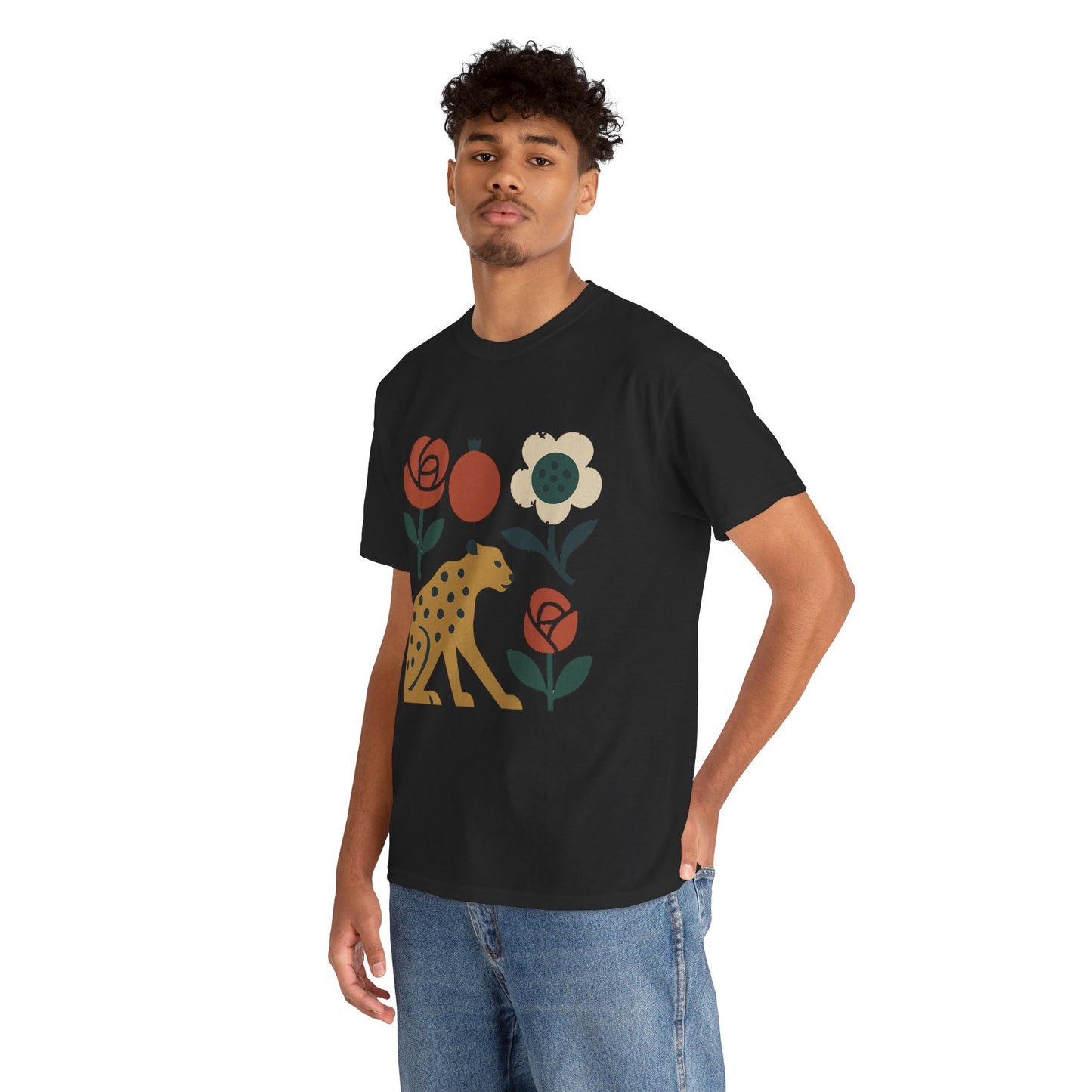 Persian Wild Beauty Tee – Cheetah, Flowers & Pomegranate