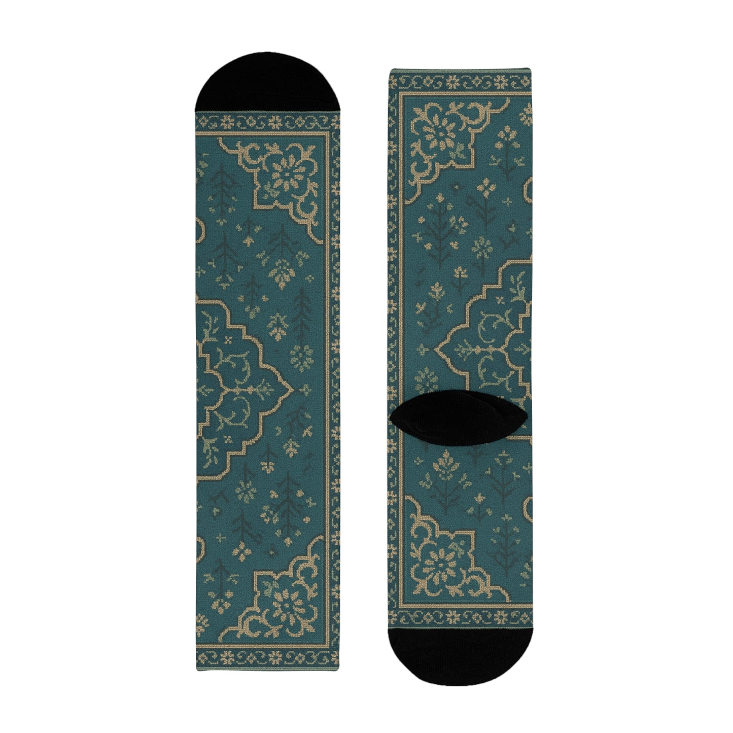 Elegant Floral Pattern Crew Socks - Comfortable & Stylish Footwear