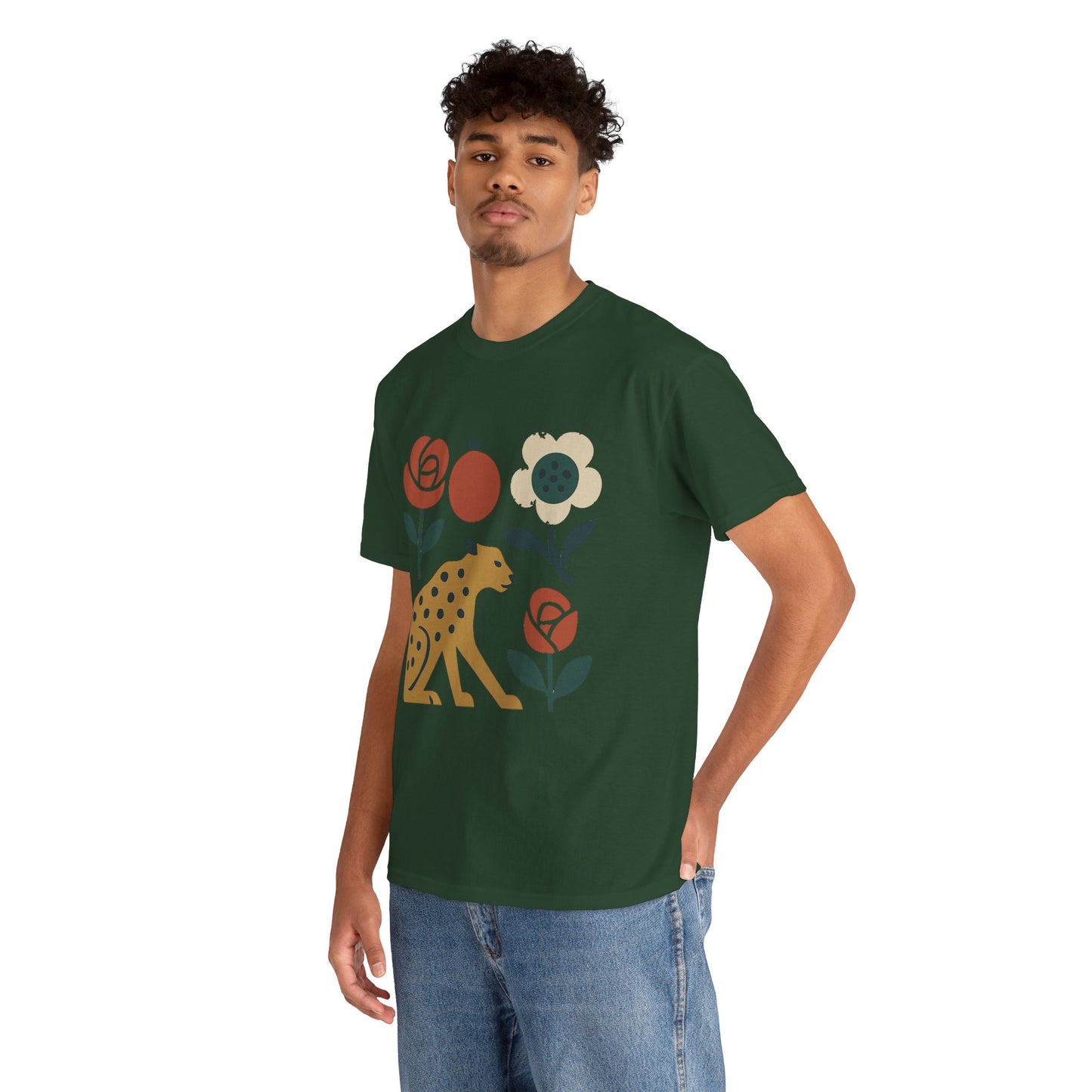 Persian Wild Beauty Tee – Cheetah, Flowers & Pomegranate