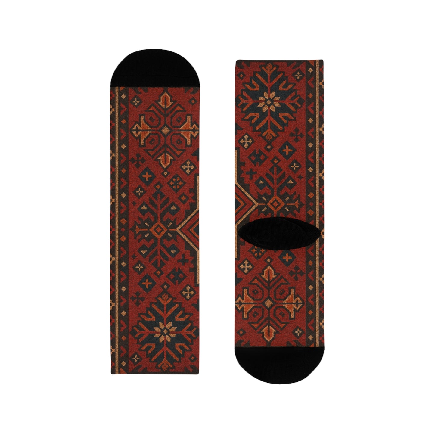 Cozy Holiday Pattern Crew Socks - Festive Sublimation Design