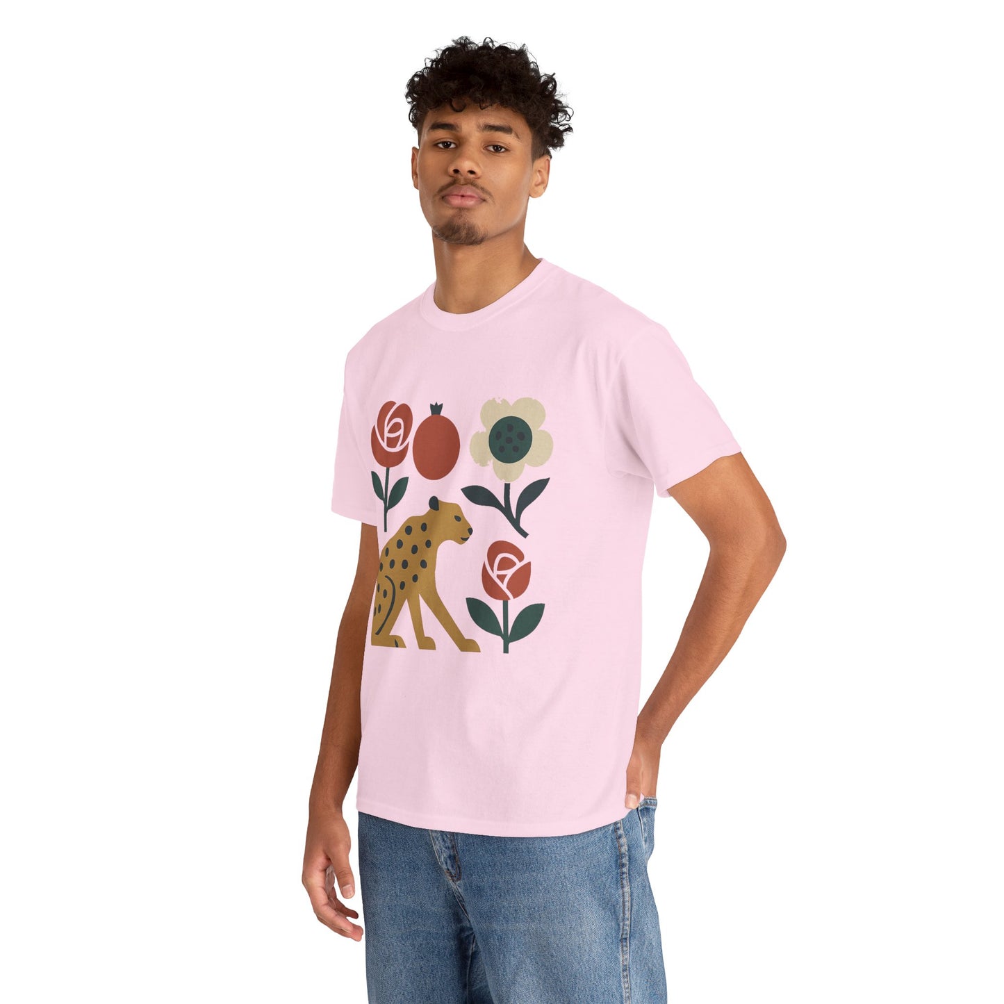 Persian Wild Beauty Tee – Cheetah, Flowers & Pomegranate