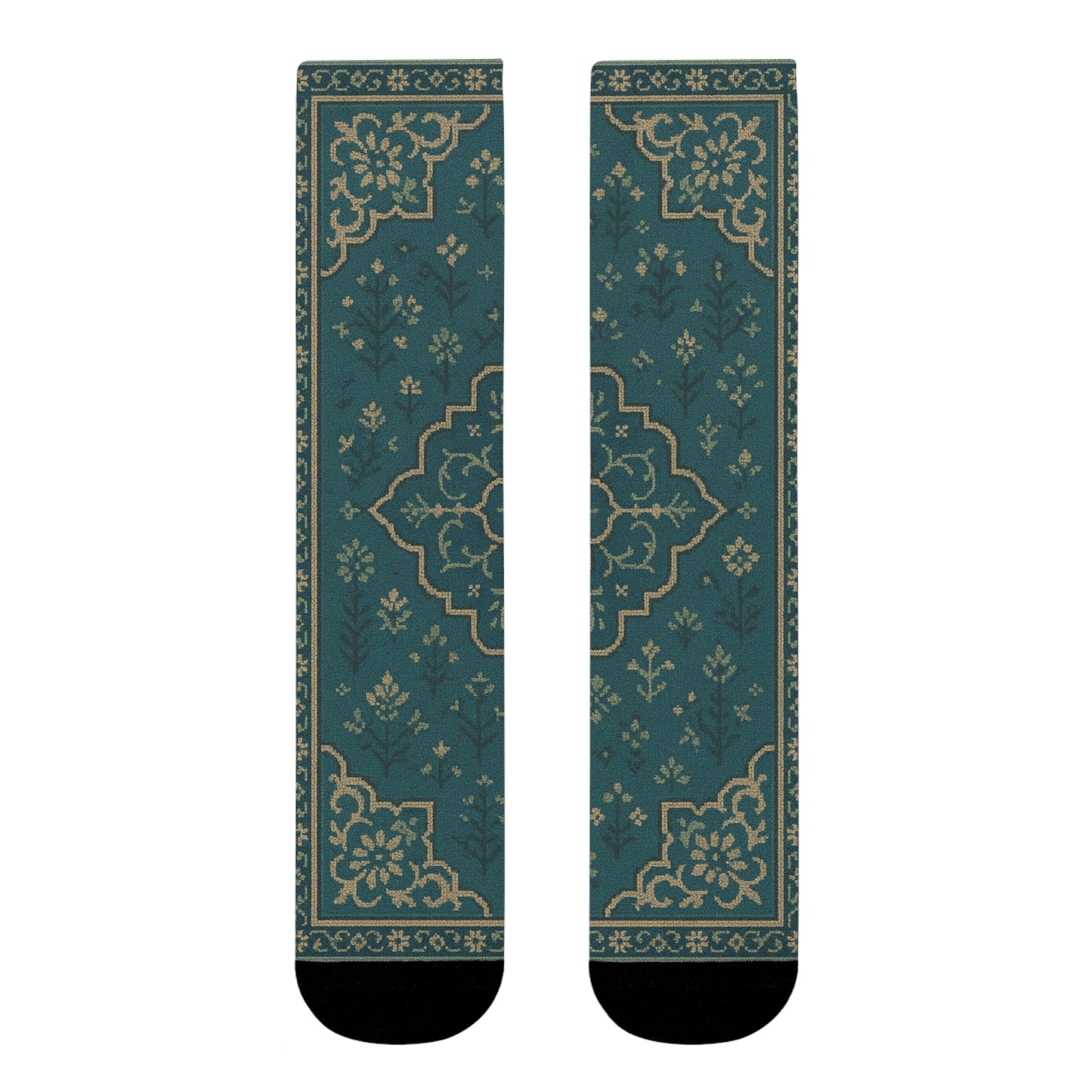 Elegant Floral Pattern Crew Socks - Comfortable & Stylish Footwear