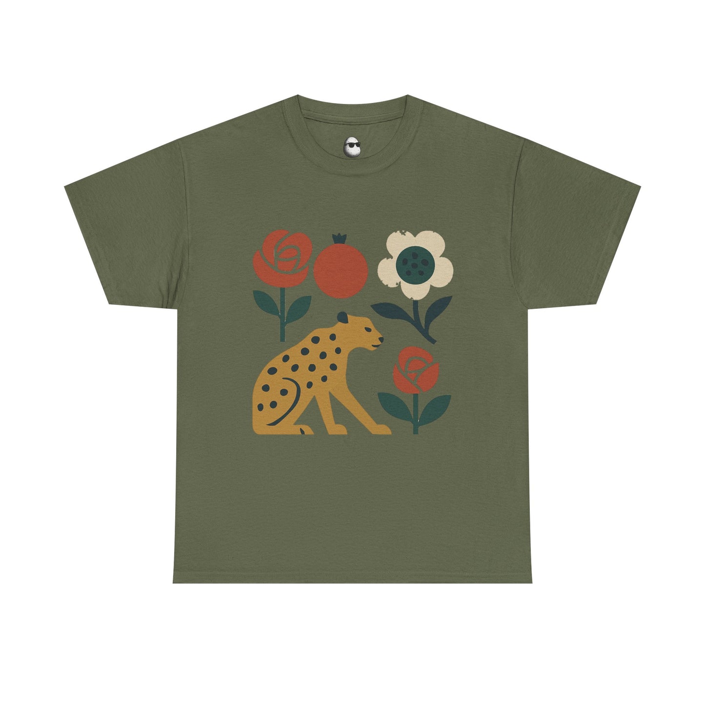 Persian Wild Beauty Tee – Cheetah, Flowers & Pomegranate