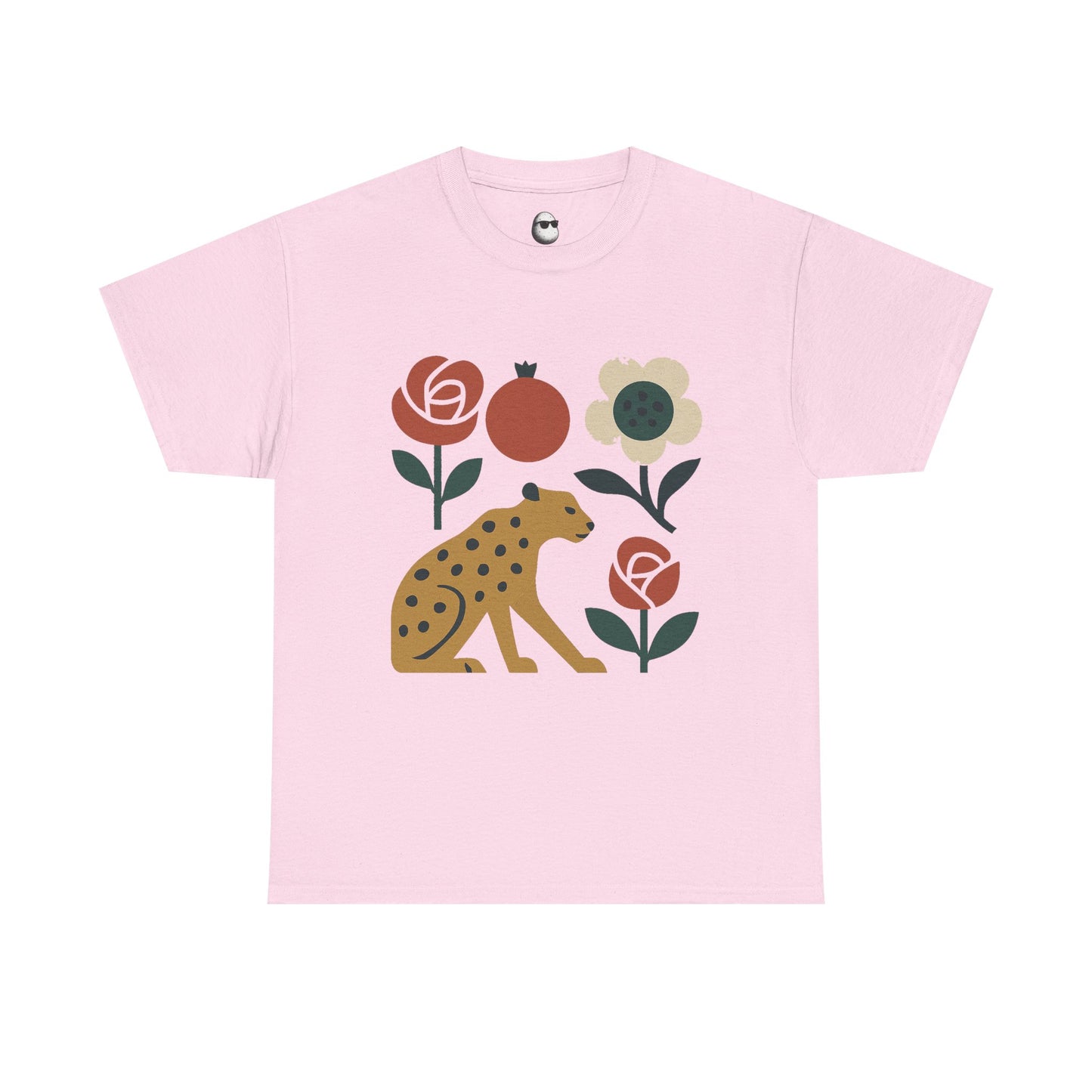 Persian Wild Beauty Tee – Cheetah, Flowers & Pomegranate