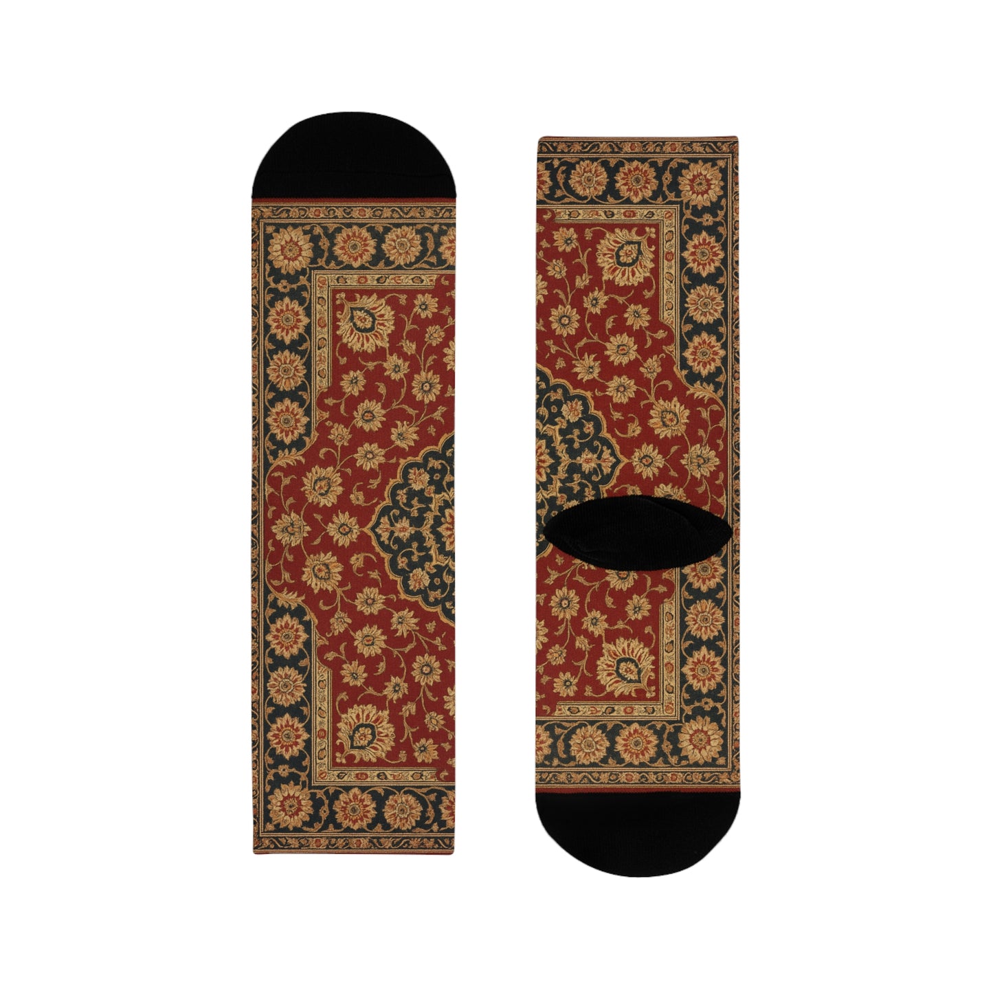 Vintage Floral Sublimation Crew Socks - Boho Style for Home and Everyday Wear