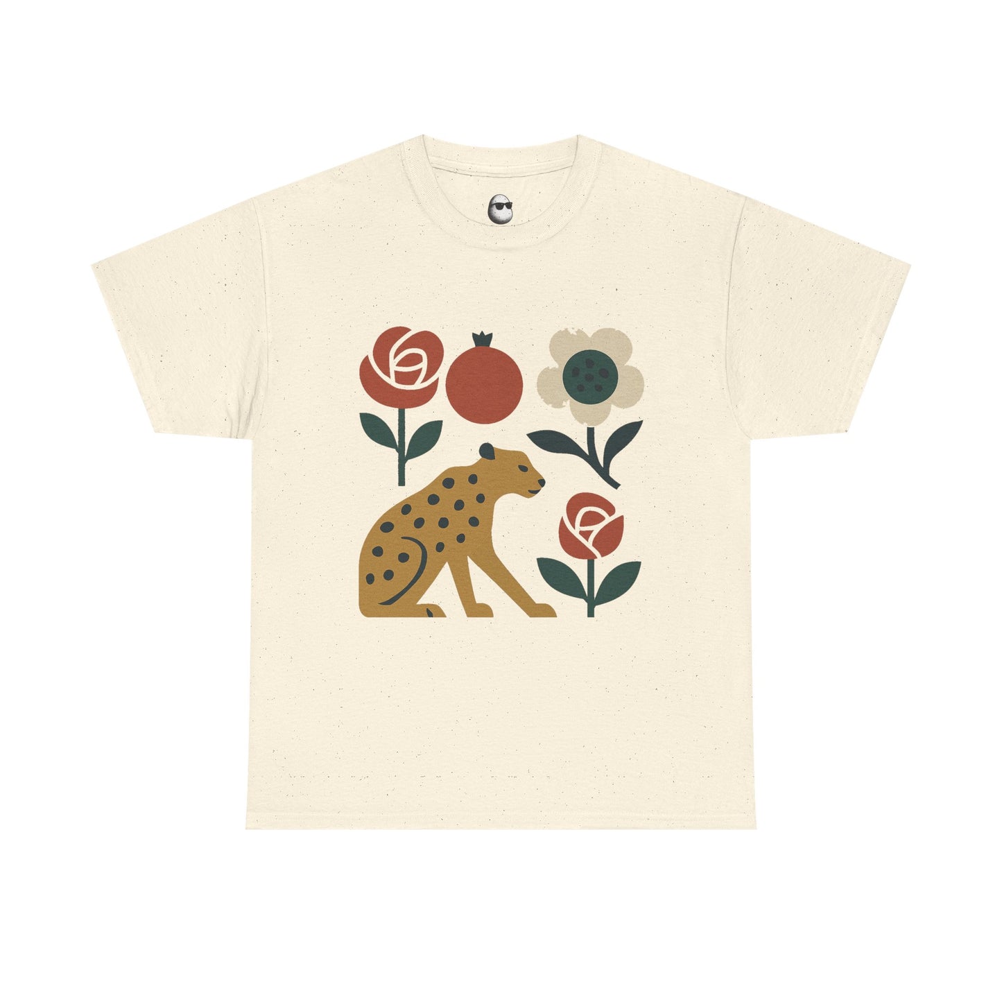 Persian Wild Beauty Tee – Cheetah, Flowers & Pomegranate