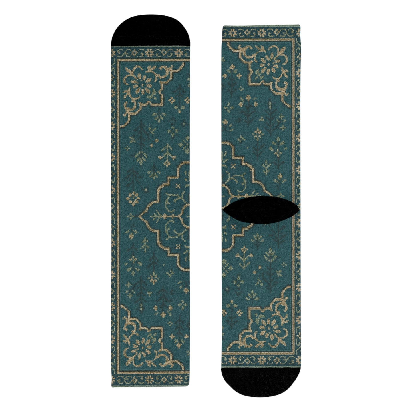 Elegant Floral Pattern Crew Socks - Comfortable & Stylish Footwear