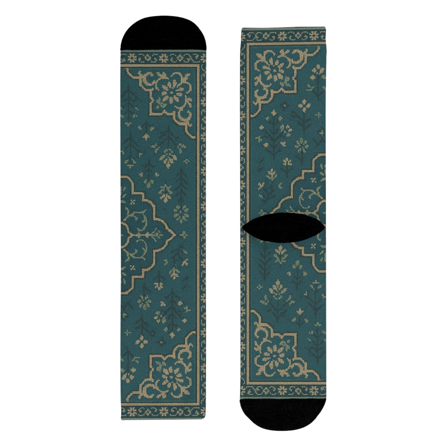 Elegant Floral Pattern Crew Socks - Comfortable & Stylish Footwear