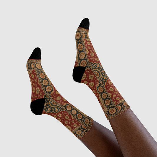 Vintage Floral Sublimation Crew Socks - Boho Style for Home and Everyday Wear