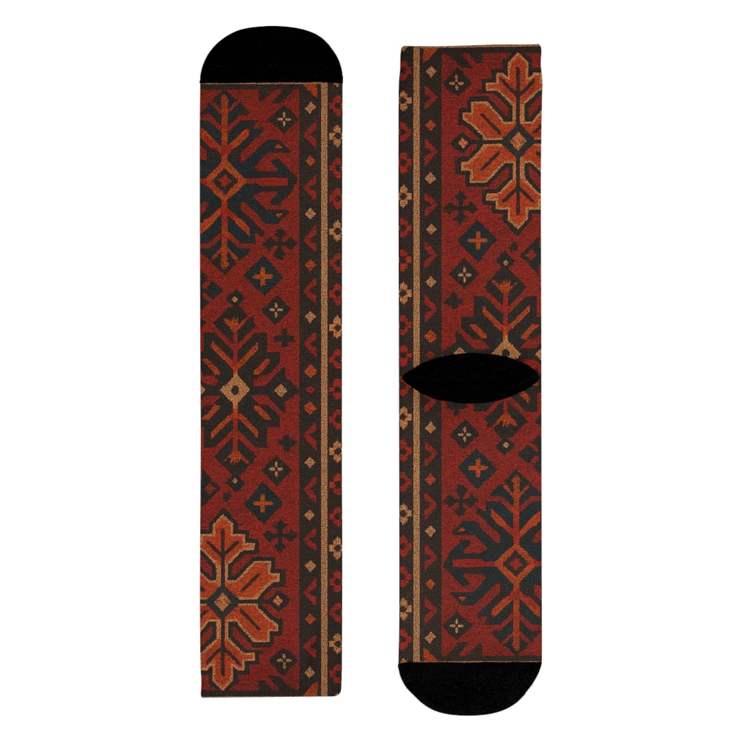 Cozy Holiday Pattern Crew Socks - Festive Sublimation Design