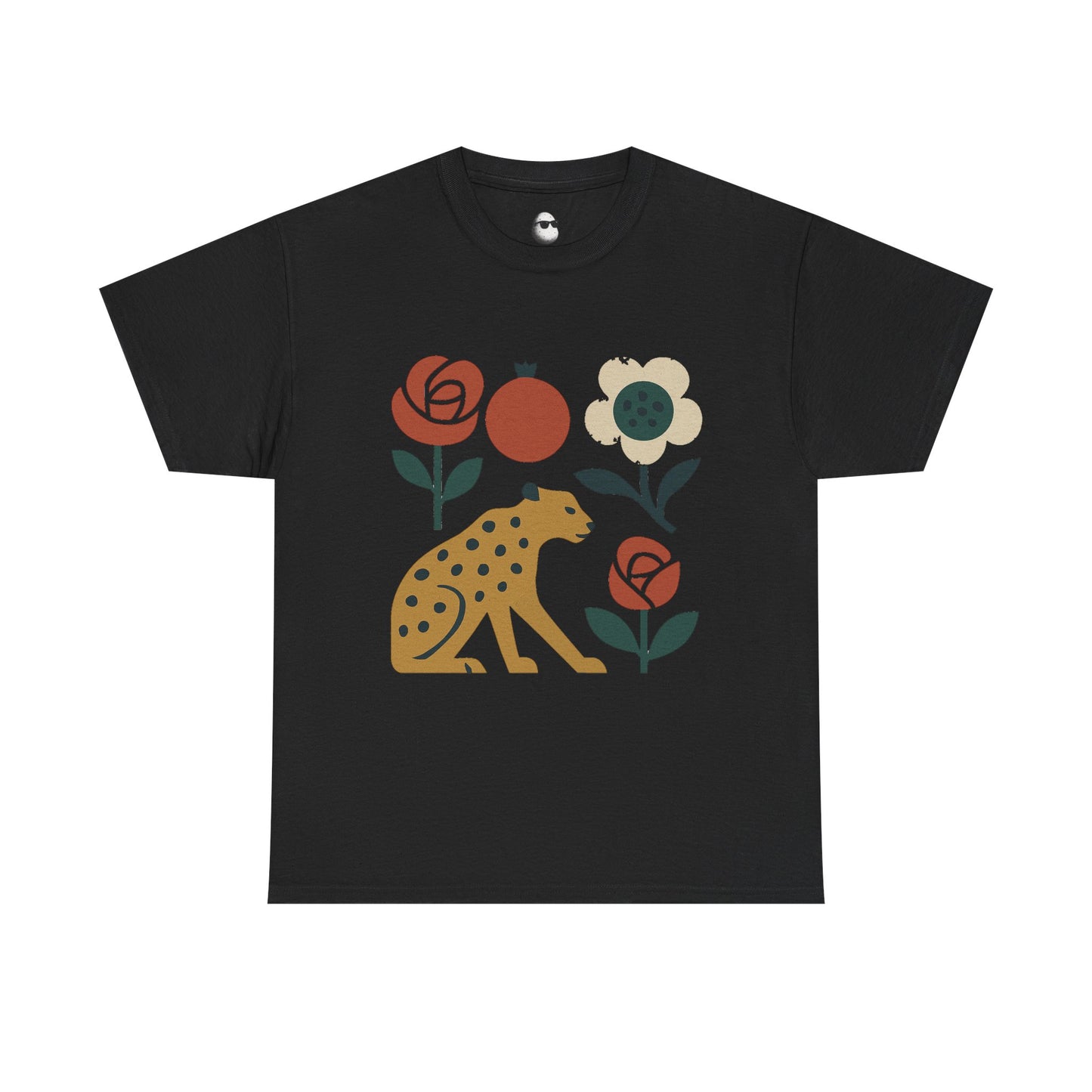 Persian Wild Beauty Tee – Cheetah, Flowers & Pomegranate