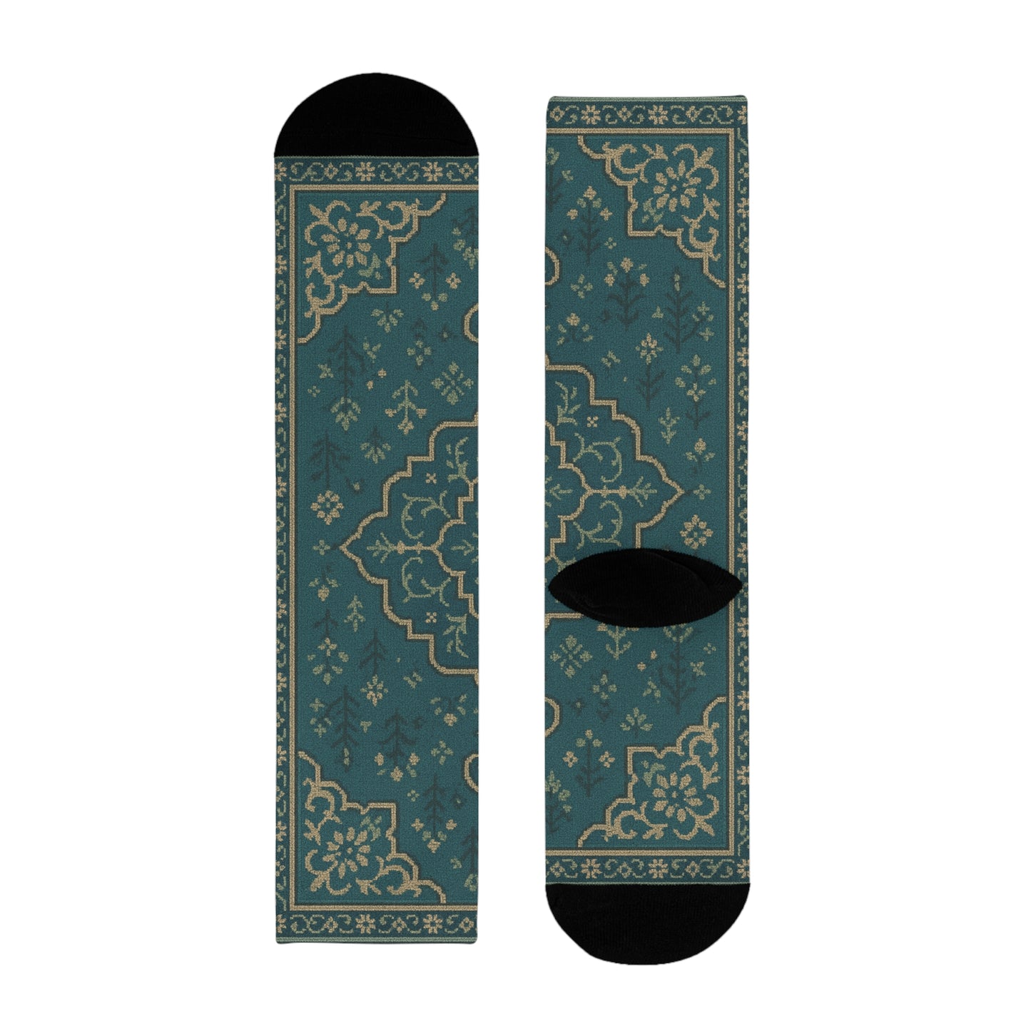 Elegant Floral Pattern Crew Socks - Comfortable & Stylish Footwear