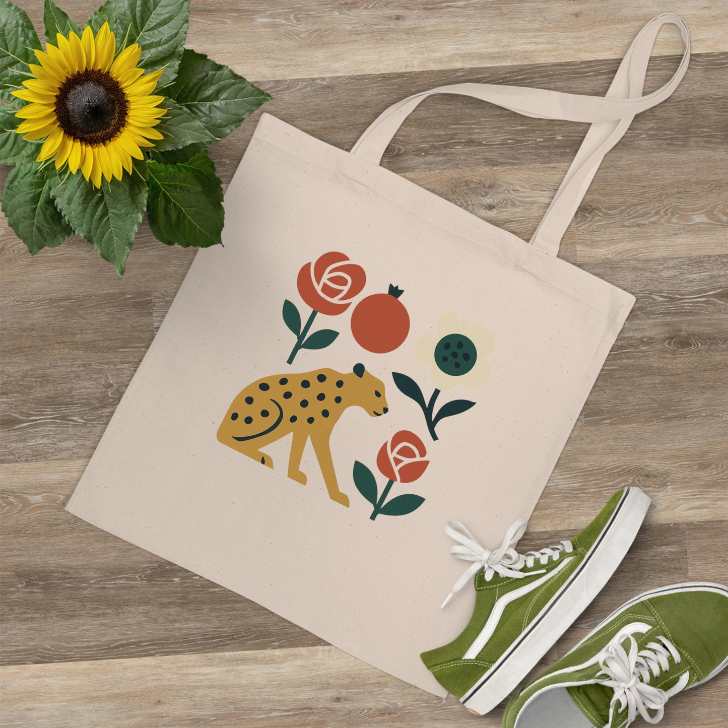 Persian Wild Beauty Tote Bag – Cheetah, Flowers & Pomegranate
