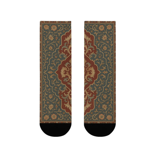 Vintage Floral Sublimation Crew Socks - Artistic Design for Everyday Comfort